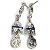Image 5 : Platinum Diamond and Blue Stone Earrings
