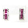 Image 1 : 18K White Gold Ruby & Diamond Earrings