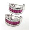 Image 2 : 18K White Gold Ruby & Diamond Earrings