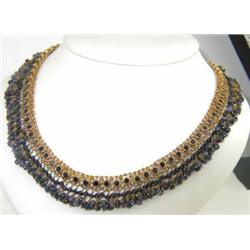 14K Yellow Gold, Sapphire  Necklace.