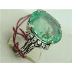 Silver Green Tourmaline Diamond Ring