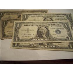 Five 1957 $1 Silver Certificates