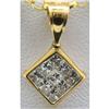 Image 1 : Genuine 0.54ctw Square Cut Diamond Invisible Square Pendant 14k Yellow Gold, 0.79g
