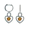 Image 1 : Genuine 14Kt Earrings 102 Single Diamonds 34Pts.  2 Yellow Sapphire Diamond Earring