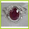 Image 1 : Genuine 4.93 ctw Ruby & Diamond Ring 18kt Gold-White