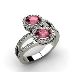 Garnet 1.43 ctw & Diamond Ring 14kt W/Y  Gold