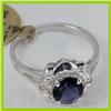 Image 2 : Genuine 1.02 ctw Iolite & Diamond Ring 14KT White Gold