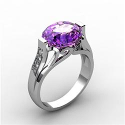Genuine 4.59 ctw Amethyst Ring 18kt White or Yellow Gold
