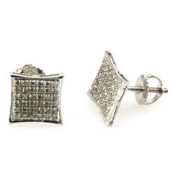 Genuine 0.26ctw Round Cut Diamond Invisible Type Earring 10k White Gold Screw back, 1.95g