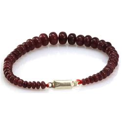 Natural Ruby Smooth Briolettes Graduated Beads Bracelet 104.42ctw with brass clasp