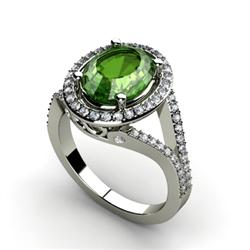 Tourmaline 3.48 ctw & Diamond Ring 18kt W/Y  Gold