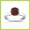 Image 1 : Genuine 0.85 ctw Garnet Solitaire Ring 14kt Gold-White