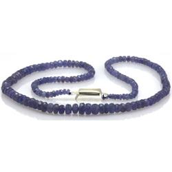 Natural AA Tanzanite Micro Faceted Rondelles Graduated Necklace Gemstone 67.60ctw with brass clasp