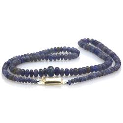 Natural Tanzanite Smooth Faceted Round Gradual Beads Necklace Gemstone 51.25ctw with brass clasp