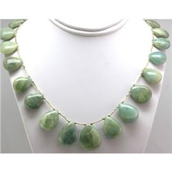 Natural Milky Calm Green Aquamarine Smooth Pear Shape Briolettes Stringing Necklace 386.00ctw with b