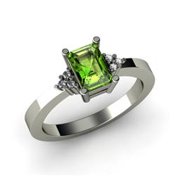 Genuine 0.66 ctw Peridot & Diamond Ring 10kt White or Yellow Gold 4.04g