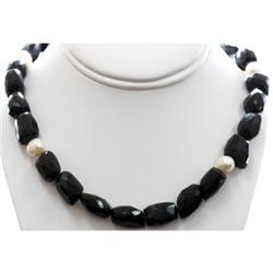 Natural Big Black Spinal and Pearl Beads Necklace with clasp