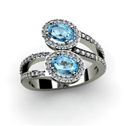 Topaz 1.47 ctw & Diamond Ring 14kt W/Y  Gold