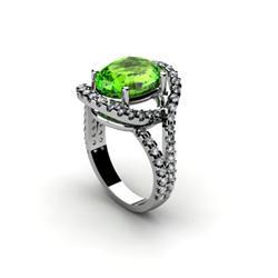 Peridot 4.63 ctw & Diamond Ring 18kt W/Y  Gold