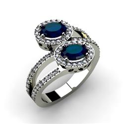 Sapphire 1.53 ctw & Diamond Ring 14kt W/Y  Gold