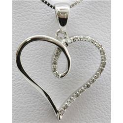 Genuine 0.06ctw Round Cut Diamond Heart Pendant 14k White Gold, 1.27g