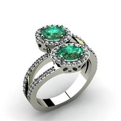 Emerald 1.37 ctw & Diamond Ring 18kt W/Y  Gold