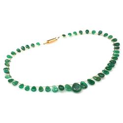 Natural Emarald Smooth Teardrops Briolettes Graduated Stringing Necklace 89.35ctw with brass clasp