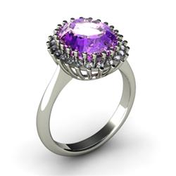 Amethyst 4.72 ctw & Diamond Ring 14kt W/Y  Gold