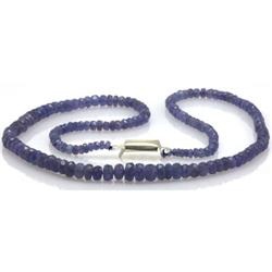 Natural AA Tanzanite Micro Faceted Rondelles Graduated Necklace Gemstone 71.10ctw with brass clasp