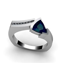 Genuine 1.08 ctw Sapphire  Euro Shank & Diamond Ring 10kt White or Yellow Gold 4.85g