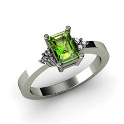 Genuine 0.66 ctw Peridot & Diamond Ring 14kt White or Yellow Gold 4.47g