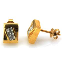 Genuine 0.33ctw Square Cut Diamond Invisible Earring 18k Yellow Gold Screw back, 3.41g