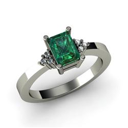 Genuine 0.66 ctw Emerald & Diamond Ring 10kt White or Yellow Gold 4.04g