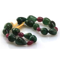 Natural Emerald, Ruby Teardrop Bracelet and Pearl 73.24ctw with brass clasp (Graduated)