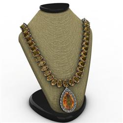 Genuine 38.50 ctw Citrine Necklace 14kt White or Yellow Gold 14kt 36.5g