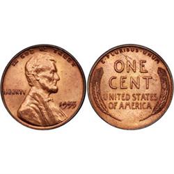 Small Cents 1955 DDO Mint State 64. RB