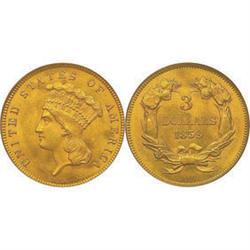 Three-Dollar Gold 1859 PCGS MS65