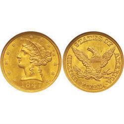 Half Eagles 1847 NGC MS64