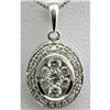 Image 1 : Genuine 0.53ctw Round Cut Diamond Oval Pendant 15k White Gold, 2.33g