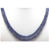 Image 1 : Natural 2Row Tanzanite Smooth Faceted Round Gradual Beads Necklace Gemstone 129.75ctw with brass cla