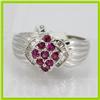 Image 1 : Genuine  0.65 ctw Ruby & Diamond Ring 18KT White Gold Ring Size 6.5