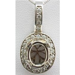 Genuine 0.54ctw Round Cut Diamond Semi Mount Pendant 18k White Gold, 5.61g