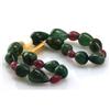 Image 1 : Natural Emerald, Ruby Teardrop Bracelet and Pearl 73.24ctw with brass clasp (Graduated)