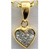 Image 1 : Genuine 0.22ctw Square Cut Diamond Invisible Heart Pendant 18k Yellow Gold, 1.10g