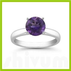Genuine 0.85 ctw Amethyst Solitaire Ring 14kt Gold-White