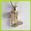 Image 1 : Genuine 0.15 ctw Alphabet Initial Letter U Diamond Necklace 16" 14kt Gold-Yellow