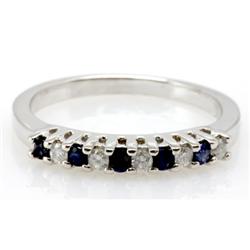 Genuine 0.41ctw Sapphire & Diamond Ring 14kt W/Y Gold 2.84g RS 7.25