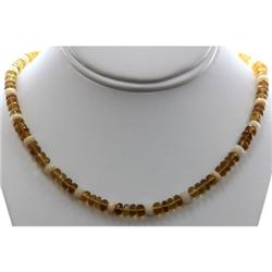 Natural Beer Quarts and Pearl Beads Single Row Necklace 130ctw approx with clasp