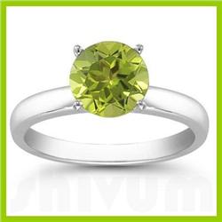 Genuine 1.25 ctw Peridot Solitaire Ring 14kt Gold-White