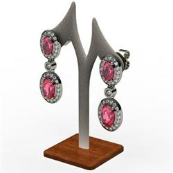 Garnet 3.90 ctw Diamond Dangling Earring 18k W/Y Gold